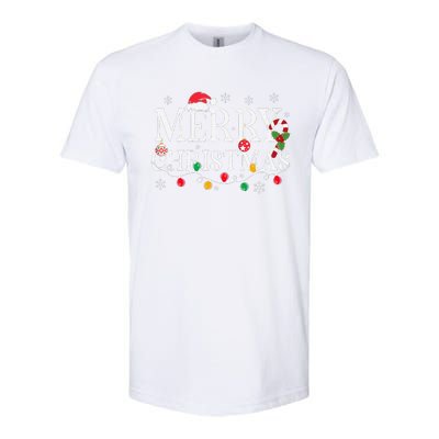 Merry Christmas Lights Santa Hat Xmas Family Softstyle CVC T-Shirt