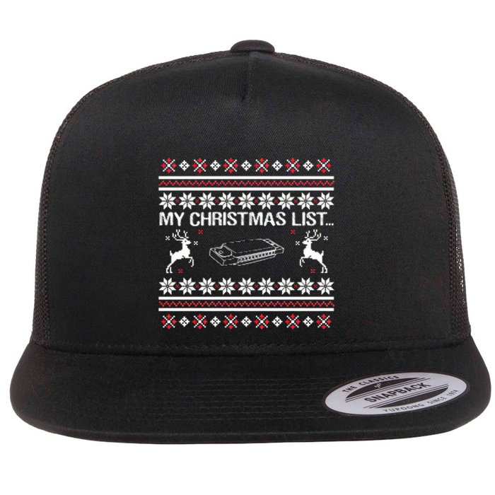 My Christmas List... Harmonica Flat Bill Trucker Hat