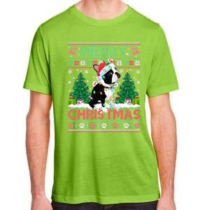 Merry Christmas Lighting Ugly Boston Terrier Christmas Premium Adult ChromaSoft Performance T-Shirt