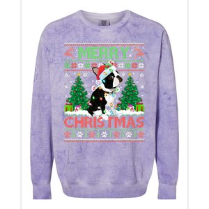 Merry Christmas Lighting Ugly Boston Terrier Christmas Premium Colorblast Crewneck Sweatshirt