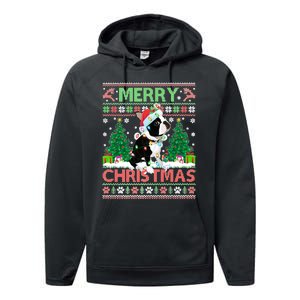 Merry Christmas Lighting Ugly Boston Terrier Christmas Premium Performance Fleece Hoodie