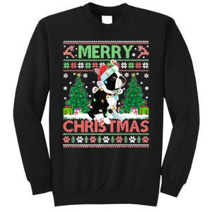 Merry Christmas Lighting Ugly Boston Terrier Christmas Premium Sweatshirt