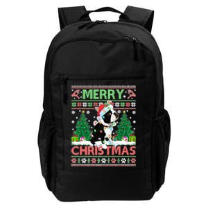 Merry Christmas Lighting Ugly Boston Terrier Christmas Premium Daily Commute Backpack