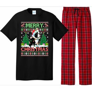 Merry Christmas Lighting Ugly Boston Terrier Christmas Premium Pajama Set