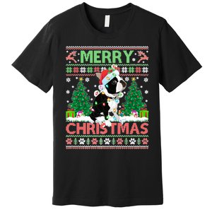 Merry Christmas Lighting Ugly Boston Terrier Christmas Premium Premium T-Shirt