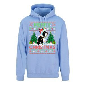 Merry Christmas Lighting Ugly Boston Terrier Christmas Premium Unisex Surf Hoodie