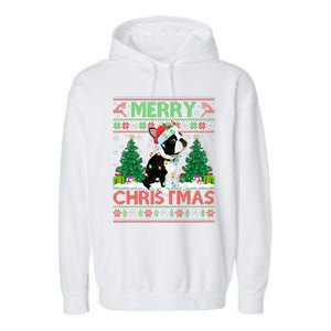 Merry Christmas Lighting Ugly Boston Terrier Christmas Premium Garment-Dyed Fleece Hoodie