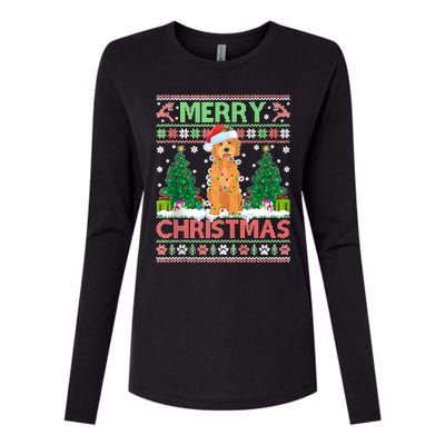 Merry Christmas Lighting Ugly Goldendoodle Christmas Tank Top Womens Cotton Relaxed Long Sleeve T-Shirt