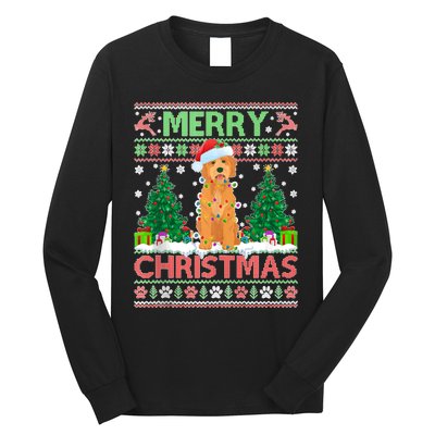 Merry Christmas Lighting Ugly Goldendoodle Christmas Tank Top Long Sleeve Shirt