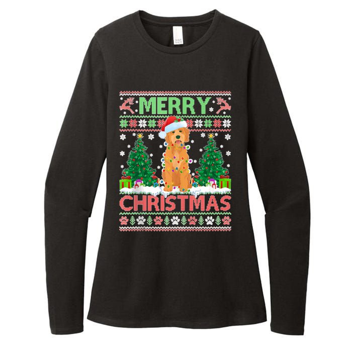 Merry Christmas Lighting Ugly Goldendoodle Christmas Tank Top Womens CVC Long Sleeve Shirt