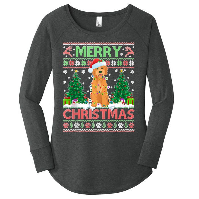 Merry Christmas Lighting Ugly Goldendoodle Christmas Tank Top Women's Perfect Tri Tunic Long Sleeve Shirt