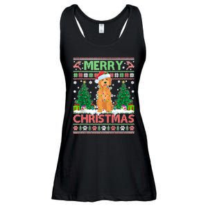 Merry Christmas Lighting Ugly Goldendoodle Christmas Tank Top Ladies Essential Flowy Tank