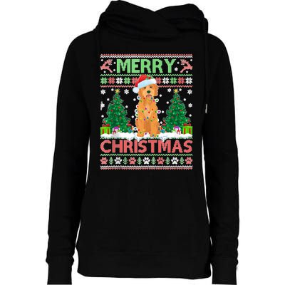 Merry Christmas Lighting Ugly Goldendoodle Christmas Tank Top Womens Funnel Neck Pullover Hood