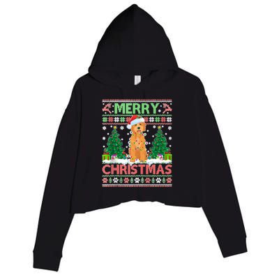 Merry Christmas Lighting Ugly Goldendoodle Christmas Tank Top Crop Fleece Hoodie