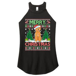 Merry Christmas Lighting Ugly Goldendoodle Christmas Tank Top Women's Perfect Tri Rocker Tank