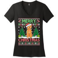 Merry Christmas Lighting Ugly Goldendoodle Christmas Tank Top Women's V-Neck T-Shirt