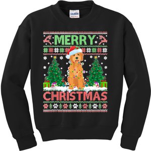 Merry Christmas Lighting Ugly Goldendoodle Christmas Tank Top Kids Sweatshirt