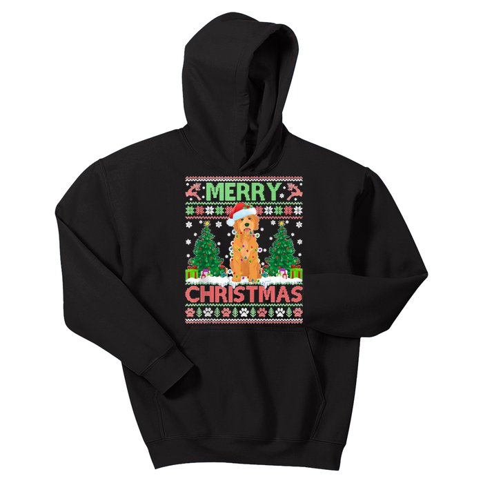 Merry Christmas Lighting Ugly Goldendoodle Christmas Tank Top Kids Hoodie