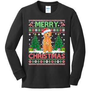 Merry Christmas Lighting Ugly Goldendoodle Christmas Tank Top Kids Long Sleeve Shirt