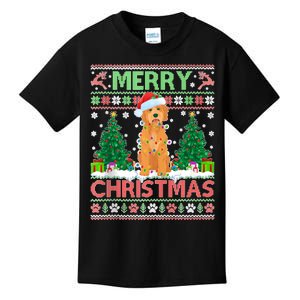 Merry Christmas Lighting Ugly Goldendoodle Christmas Tank Top Kids T-Shirt