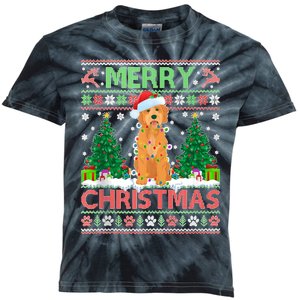 Merry Christmas Lighting Ugly Goldendoodle Christmas Tank Top Kids Tie-Dye T-Shirt