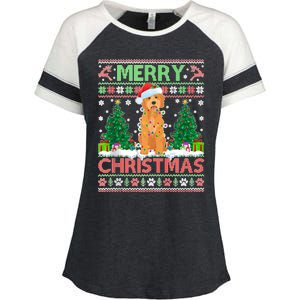 Merry Christmas Lighting Ugly Goldendoodle Christmas Tank Top Enza Ladies Jersey Colorblock Tee