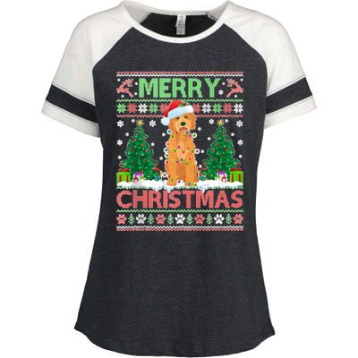 Merry Christmas Lighting Ugly Goldendoodle Christmas Tank Top Enza Ladies Jersey Colorblock Tee