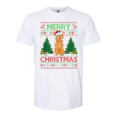 Merry Christmas Lighting Ugly Goldendoodle Christmas Tank Top Softstyle® CVC T-Shirt