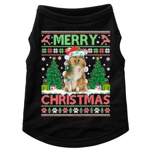 Merry Christmas Lighting Ugly Sheltie Christmas Premium Doggie Tank