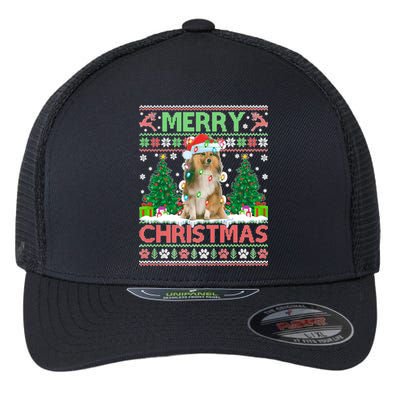 Merry Christmas Lighting Ugly Sheltie Christmas Premium Flexfit Unipanel Trucker Cap