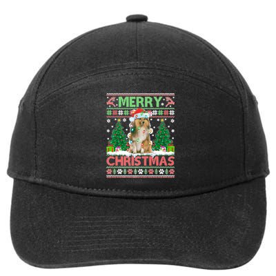 Merry Christmas Lighting Ugly Sheltie Christmas Premium 7-Panel Snapback Hat