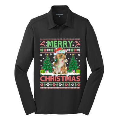 Merry Christmas Lighting Ugly Sheltie Christmas Premium Silk Touch Performance Long Sleeve Polo