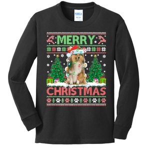 Merry Christmas Lighting Ugly Sheltie Christmas Premium Kids Long Sleeve Shirt