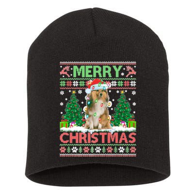 Merry Christmas Lighting Ugly Sheltie Christmas Premium Short Acrylic Beanie