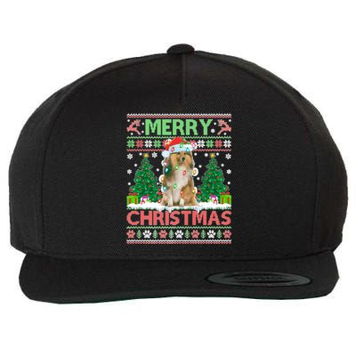 Merry Christmas Lighting Ugly Sheltie Christmas Premium Wool Snapback Cap