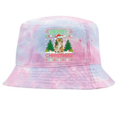 Merry Christmas Lighting Ugly Sheltie Christmas Premium Tie-Dyed Bucket Hat