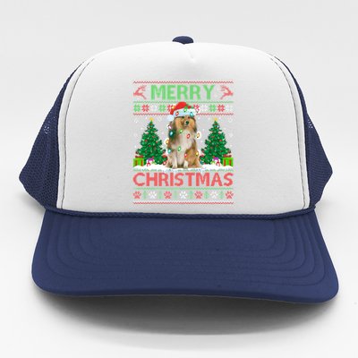 Merry Christmas Lighting Ugly Sheltie Christmas Premium Trucker Hat