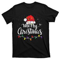 Merry Christmas Lights Red Santa Hat Xmas Family T-Shirt