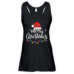 Merry Christmas Lights Red Santa Hat Xmas Family Ladies Essential Flowy Tank