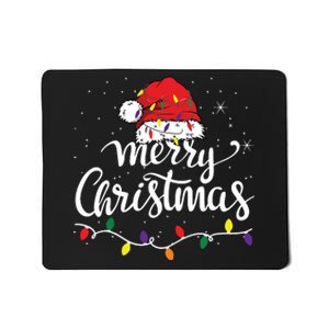 Merry Christmas Lights Red Santa Hat Xmas Family Mousepad