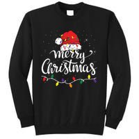 Merry Christmas Lights Red Santa Hat Xmas Family Tall Sweatshirt