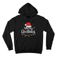 Merry Christmas Lights Red Santa Hat Xmas Family Tall Hoodie