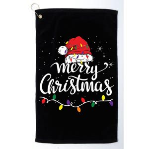 Merry Christmas Lights Red Santa Hat Xmas Family Platinum Collection Golf Towel