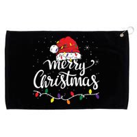 Merry Christmas Lights Red Santa Hat Xmas Family Grommeted Golf Towel