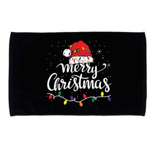 Merry Christmas Lights Red Santa Hat Xmas Family Microfiber Hand Towel