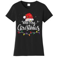 Merry Christmas Lights Red Santa Hat Xmas Family Women's T-Shirt