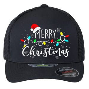 Merry Christmas Lights Red Santa Hat Xmas Family Flexfit Unipanel Trucker Cap