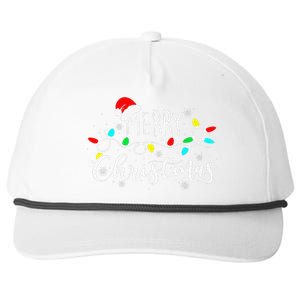 Merry Christmas Lights Red Santa Hat Xmas Family Snapback Five-Panel Rope Hat