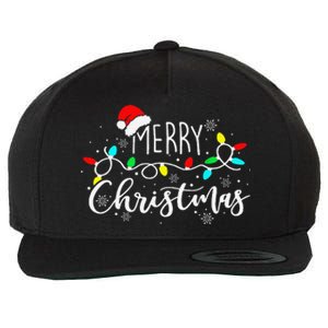 Merry Christmas Lights Red Santa Hat Xmas Family Wool Snapback Cap