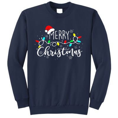 Merry Christmas Lights Red Santa Hat Xmas Family Sweatshirt